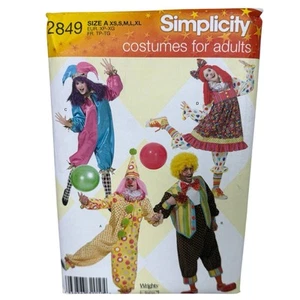 Clown Jester Costumes Adult Size XS S M L XL Simplicity 2849 Uncut Pattern - Picture 1 of 6
