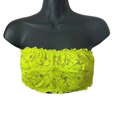 Aerie Womens Bra Size 34D Neon Yellow Lace Bandeau Bralette Strapless Underwire - Image 1 of 4