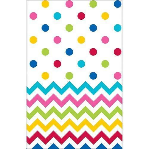 Chevron Polka Dot Theme Birthday Party Decoration Plastic Tablecover 15 COLORS - Image 1 of 1