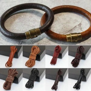 3mm Flat/Round Genuine Leather Rope Cord DIY Bracelet Necklace Jewelry Strap NEW - Picture 1 of 36