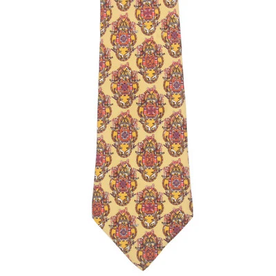 SALVATORE FERRAGAMO Royalty Trumpet Bells Dog Hound Guard Mens Silk Neck Tie - Image 1 of 4