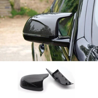 Cubierta de espejo retrovisor lateral bocina de buey de fibra de carbono para BMW X5 F15 X6 2014-18 Foto 1 de 4