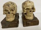 Pair Antique Usa Medical Human Skull Bookends Armor Bronze