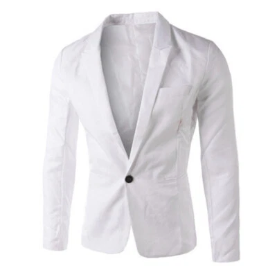 Mens One Button Blazer Slim Fit Formal Business Suit Jacket Casual Tops Coats ⇓ - Image 1 of 4