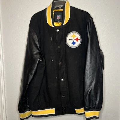 VTG 1990s Pittsburgh Steelers NFL Suede Leather Jacket Embroidered Sizes XL - Image 1 of 4