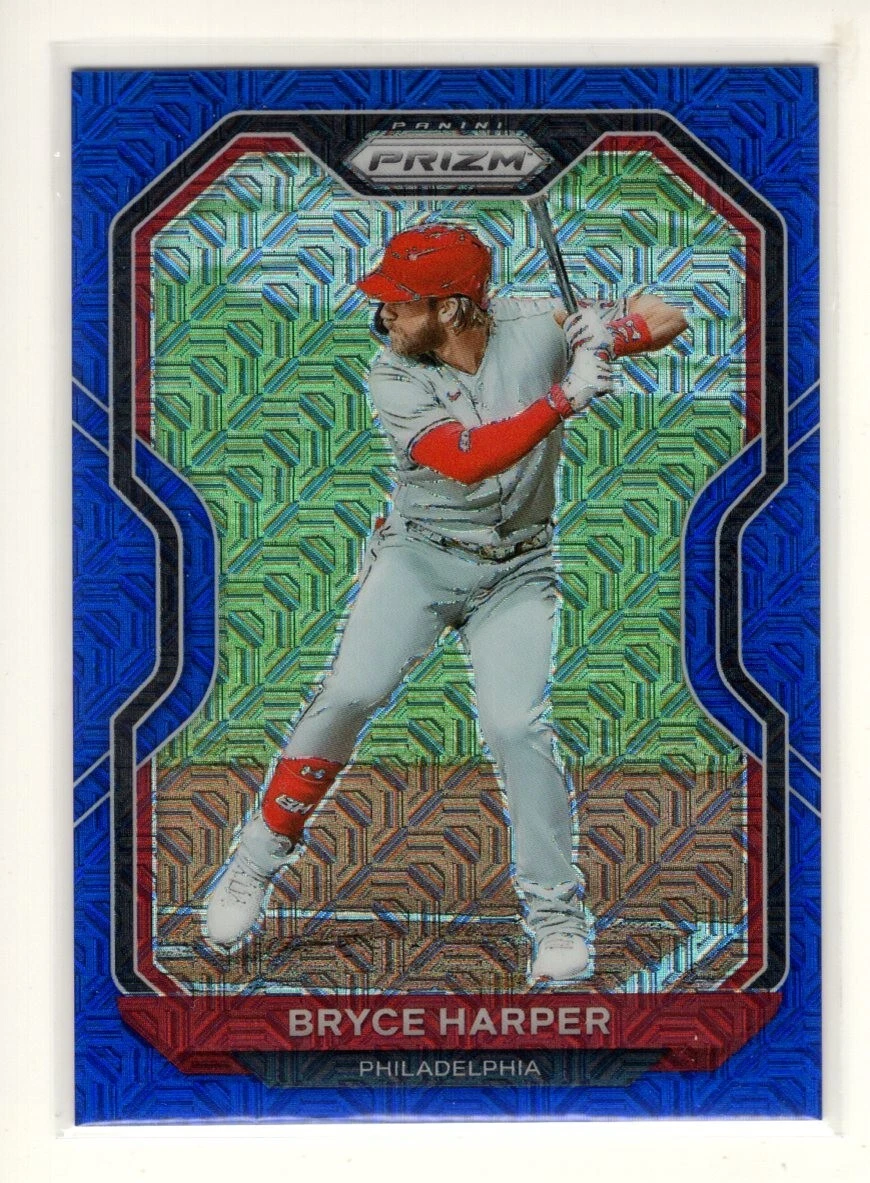 2021 Panini Prizm Baseball Bryce Harper #187 Blue Mojo Parallel #'d /199