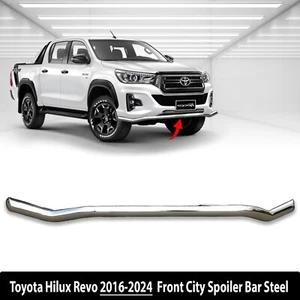 FOR TOYOTA HILUX Mk8 2016 ONWARD 70MM FRONT CITY SPOILER BAR IN STAINLESS STEEL - Picture 1 of 7