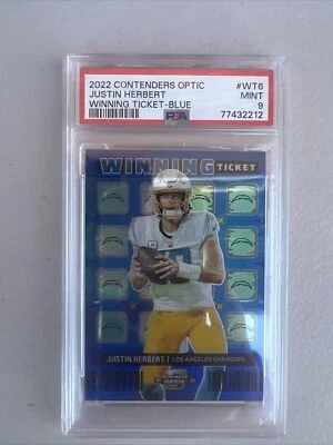 2022 Contenders Optic Justin Herbert Winning Ticket Blue /99 PSA 9 - Image 1 of 2
