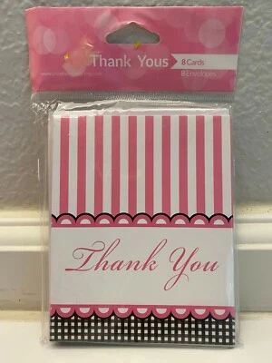 Creative Converting Sweet Baby Feet Pink Gatefold Thank You Notes 8 count - Image 1 of 2