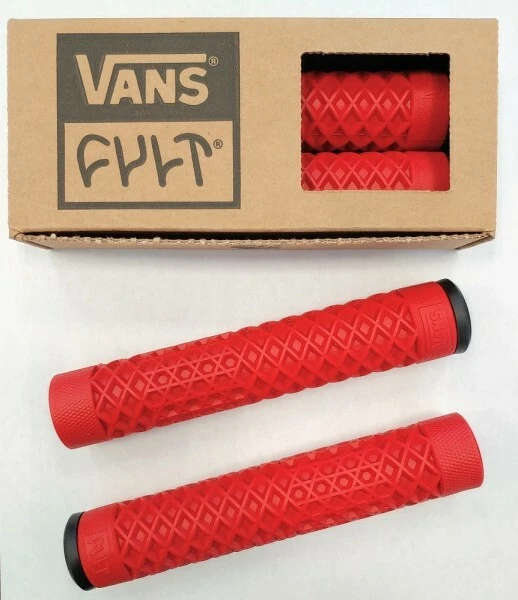 Cult X Vans Flangeless BMX Bike / Scooter 150mm Grips Waffle Pattern - RED - Image 1 of 1