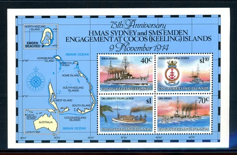 Cocos Islands Scott #210a MNH S/S British German Naval Battle CV$8+ 383210 th-1 Cover