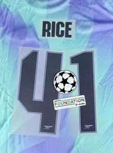 Official Namesets and Full Patch for Arsenal Third 24/25 Rice41 UCL Version - Picture 1 of 1