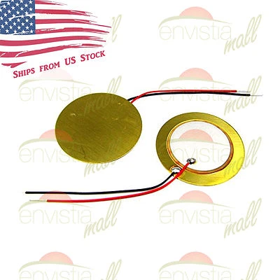 2-pack 27mm Piezoelectric Disk Element Piezo Sound Sensor Pickups with 2" Wires - Image 1 of 3