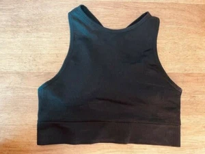 Victoria's Secret Pure Black LARGE Seamless Rib High Neck Padded Sport Bra VS - Picture 1 of 2