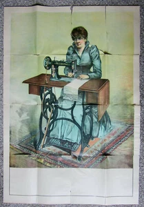 Antique Sewing Machine (May be New Home) Store ADVERTISING Poster - Woman - Picture 1 of 4