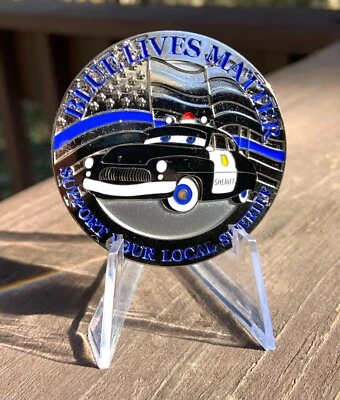 Disney Policía/Sheriff Blue Lives Matter Nueva Moneda Desafío Plata 2" Foto 1 de 4