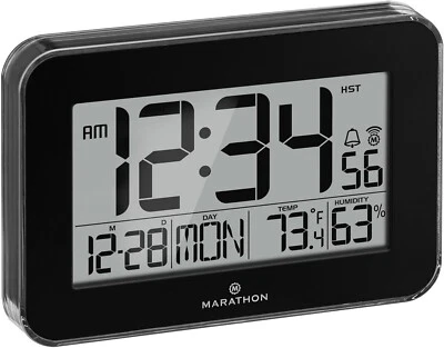 Marathon Crystal Framed Atomic Wall Clock - Black - Model CLO30060BK - Image 1 of 2