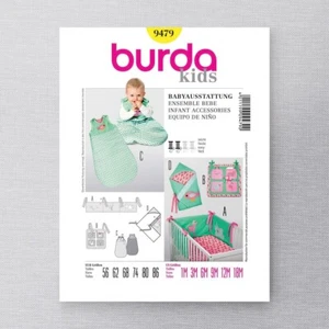 Burda 9479 Baby Room Accessories crib organizer sleeping bag Sewing Pattern - Picture 1 of 4