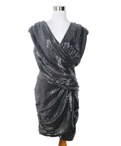 Balmain Black & Silver Sequin Dress sz 6 Polyester - Picture 1 of 6
