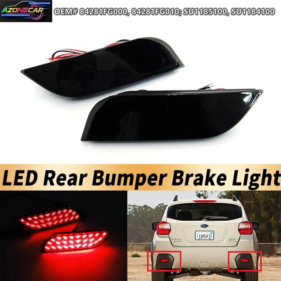 2x LED Negro Lente Parachoques Reflector Luz de Freno Trasera Para Subaru XV Crosstrek Foto 1 de 4