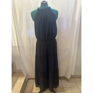 Maxi Vestido PrettyGarden Azul Marino Punto Suizo Halter - Talla L - Imagen 1 de 9