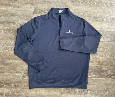 Peter Millar Performance 1/4 Zip Pullover Sweater Wicking Slate Blue Golf Large - Image 1 of 4