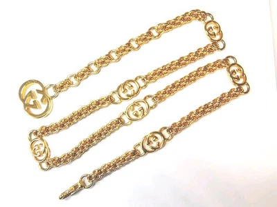 GUCCI BELT Chain AUTH logo mark Vintage Rare Gold  GG Necklace OLD GUCCI  - Image 1 of 4