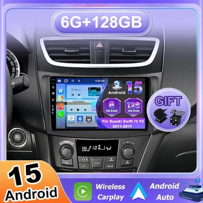 ★6G+128GB★ Android15 GPS Für Suzuki Swift IV FZ 2011-2017 Autoradio CarPlay DAB+ - Bild 1 von 4