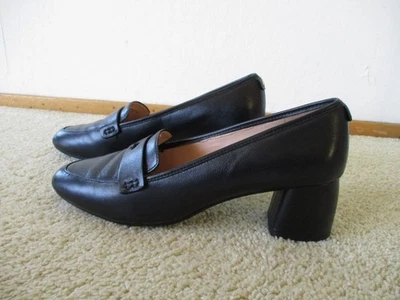 Mocasines Kate Spade para mujer de cuero negro con tacón ancho talla 9M Foto 1 de 4