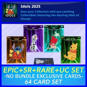 JUEGO DE 64 CARTAS IDOLS 2025 EPIC+SR+RARO+UC-sin paquete de tarjetas-TOPPS DISNEY COLLECT - Imagen 1 de 1