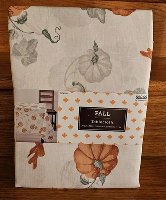 Mantel Otoño Diseño Calabaza 60x120" 100% Poliéster MW Se Adapta a 36x96-48x108" NUEVO Foto 1 de 4