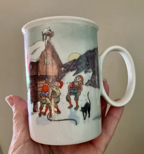 RARE Porsgrund Norway Nisse Cat Elf Barn Christmas Coffee Cup Mug - Picture 1 of 10