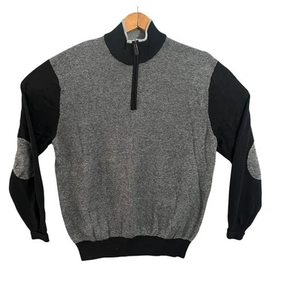 Suéter Joseph A Bank Para Hombres Grande 95% Algodón 5% Cachemira 1/4 Cremallera Negro Gris Foto 1 de 4