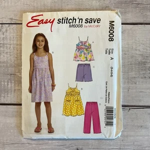 McCalls 6008 Sewing Pattern Spaghetti Strap Dress Top Shorts Girls Sz 3-6 UNCUT - Picture 1 of 3