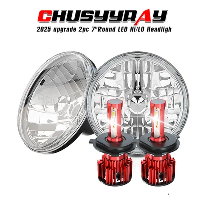 Par de faros LED de 7 pulgadas haz alto/bajo Fit Chevrolet Nova 1969 1970 1971 1972-1979 Foto 1 de 4