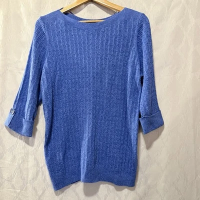 Suéter tejido con cable azul real manga 3/4 Karen Scott para mujer talla XL  Foto 1 de 4