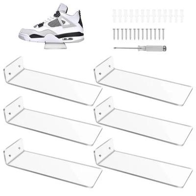 6 Packs Floating Acrylic Sneaker Shelves, Clear Shoe Rack, R7627 - Image 1 of 4