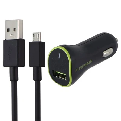 Cargador de coche USB PureGear Quick Charge 3.0 con cable USB-A a Micro USB - negro Foto 1 de 4