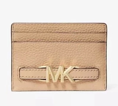 Carteira porta-cartões Michael Kors Reed grande logotipo MK couro camelo nova com etiquetas $188 - Imagem 1 de 3