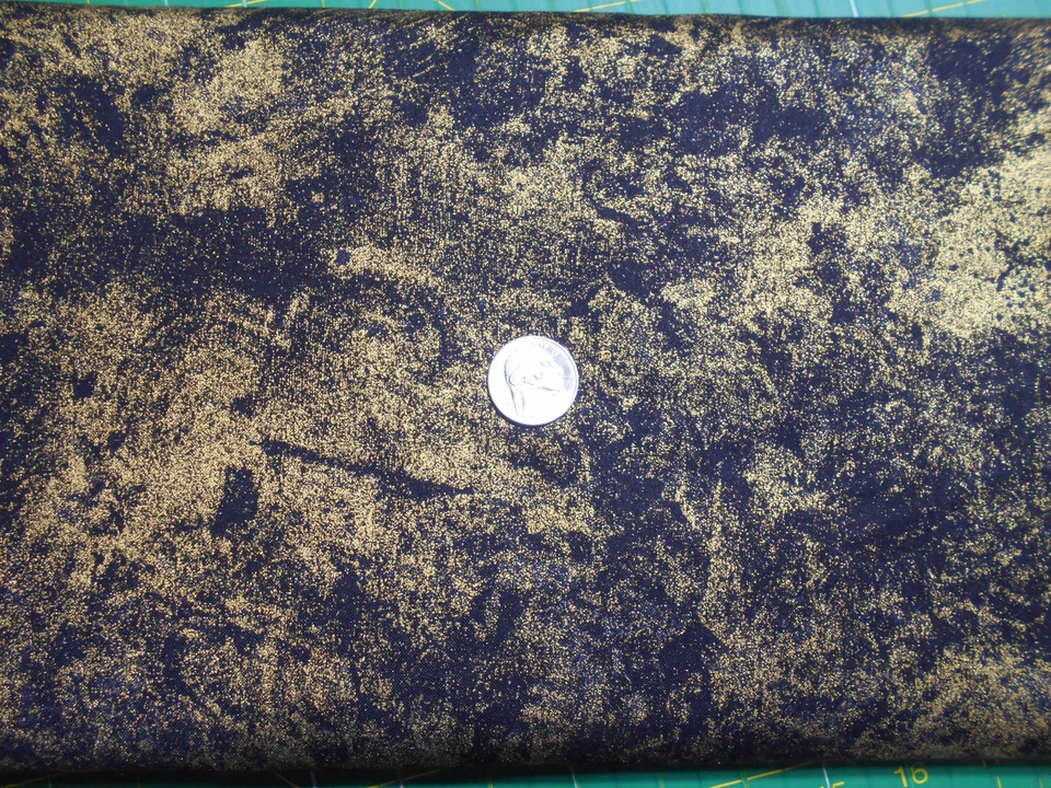 NORTHCOTT FABRICS WITH ROCK & ROLL GOLD DUST ON BLACK  BTY - Image 1 of 1