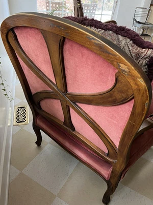 Ethan Allen Vintage Chair Ottoman With Original Pillows.  Needs TLC - Image 1 of 4