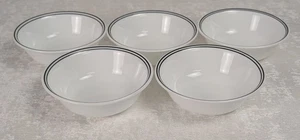 Corelle City Block Optic Cereal Soup Bowls Set of 5 Double Black Bands - Picture 1 of 7