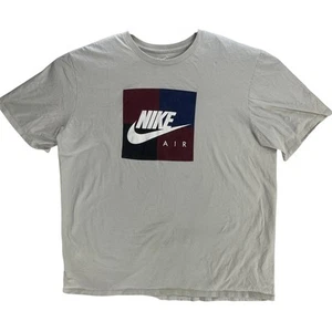 Nike Tee Shirt Men XL Beige Short Sleeve Logo 100% Cotton Athletic Cut Retro - Picture 1 of 6