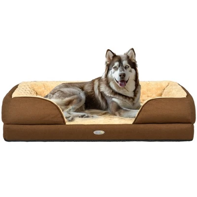 PawHut Dog Bed Calming Pet Bed Dog Mattress for Large Dogs - Brown - Image 1 of 4