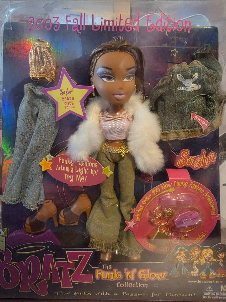 Bratz Funk 'N' Glow Sasha 2003 – 状况良好,全新带盒 — 第 1/1 张图片