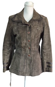 Damen Vintage Wildleder taillierter Mantel/Jacke Größe 12 braun - Bild 1 von 6