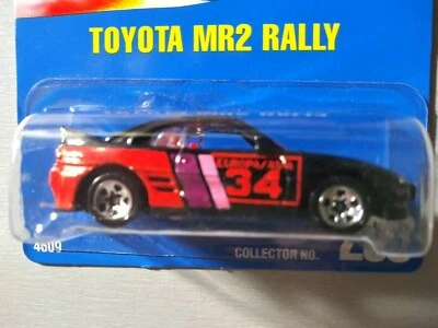 Hot Wheels Toyota MR2 Rally - BLACK w/5-SPOKE, BP #233, blue '95 card, Protecto - Image 1 of 4