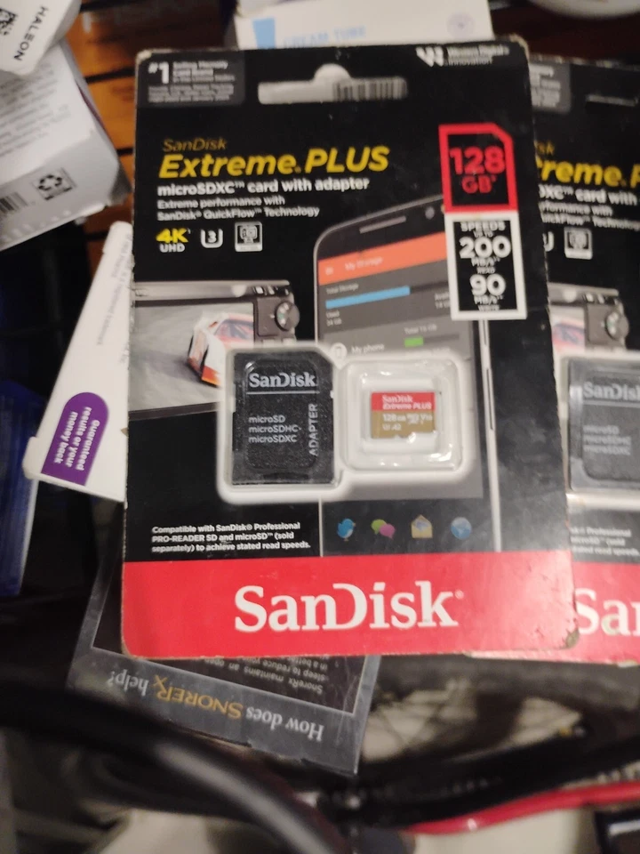 SanDisk Extreme 128GB UHS-I U3 200mbs Speed  MicroSDXC Memory Card SD Adapter - Image 1 of 1