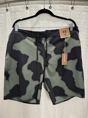 Patagonia NWT Mens Hydropeak Boardshorts Size 38 Hemlock Green Black Swim Trunks - Image 1 of 4