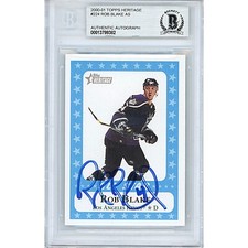 Rob Blake LA Kings Signed 2000-01 Topps Heritage Card Beckett Authentic Slab COA